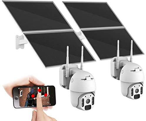 7links WLAN Solar Kamera: 2er-Set Pan-Tilt-Überwachungskameras, 2K, WLAN, Akku, 25 W Solarpanel (Pan Tilt Überwachungskamera, Überwachungskamera mit Solarzelle, Funk Bewegungsmelder)