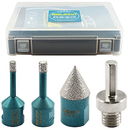 MINLAYCUT Diamond Core Drill Bits Set 6/8mm+20mm+Hex Tile Cone Bit Tile Hole Saw Kit for Porcelain Ceramic Tile Granite Marble