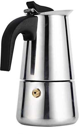 Gavigain Moka Pot Coffee, Stovetop Maker Edelstahl Italienische Kaffeemaschine Moka Pot Induktion - 100ml/200ml/300ml/450ml Edelstahl Moka Pot Coffee Maker Stove Home Office Use(100ml)