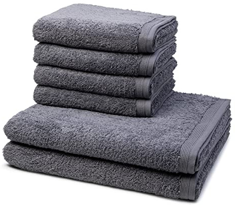 Möve - 6 teiliges Frottier-Set - Superwuschel (4 X Handtuch 2 X Duschtuch im Set) - 520 g/m2 - Baumwolle - Walkfrottee - saugstark - weich und flauschig - Stone