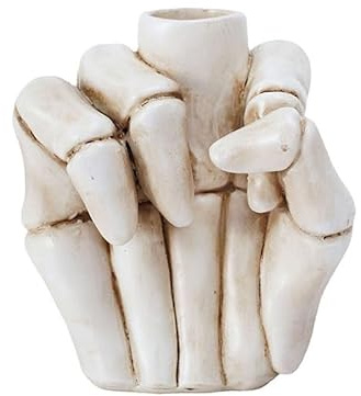 RUDFUZ Mittelfinger Kerzenhalter, Halloween Skelett Hand Kerzenhalter, Mittelfinger Skulptur Kerzenhalter, Halloween Deko