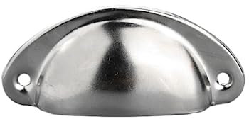 WEKIVA Schrankknöpfe, Schubladengriff, Kommodenknöpfe, 10 Stück, Schubladen-Muschelgriff, Retro, halbrund, Medizinschrank, Vintage-Möbelbeschläge, Weiß (Color : Chrome)