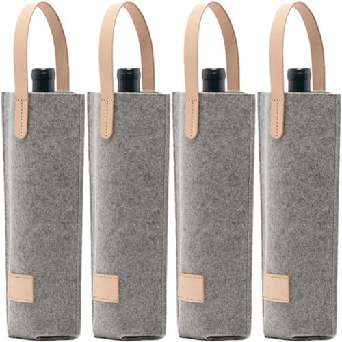 Filz Weinbeutel Single Flasche Isoliert Filztasche 4pcs/Set Weinbeutel Griff Weinträgertasche Weinspeicher Für Weinliebhaber