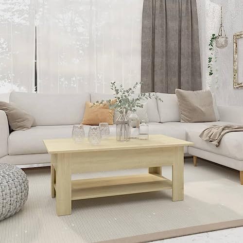 FENLAX Wohnzimmertisch aus Holzwerkstoff 102x55x42 cm Sonoma-Eiche Couchtisch Stubentisch Center Table Cauchsofa Tisch Modern Coffetable Wohnzimmer Tisch für Couch Beistelltisch