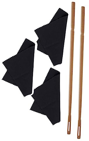 1 Satz Flötenreinigungsstab mit Tuch, aus Ahornholz für Flöte | Schwarzes Reinigungsset, Saugfähiges Tuch und Stab, Leichte Handhabung, Zubehör für Pflege