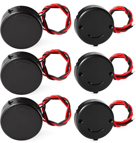KUOQIY 6 PCS 2 x 3V CR2032 Round Battery Holder Socket, CR2032 Button Cell Battery Holder Socket with Switch and Cover, 3V Battery Holder with Switch, Toggle Switch + Push Switch, Black
