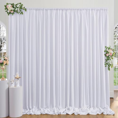 3m x 3m Thick White Background Curtain Party, 2 pièces de White Polyester Wedding Background Curtains, Birthday Photo Party Home Decoration.