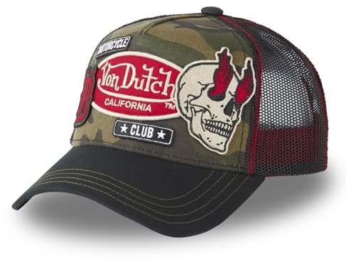 Von Dutch Keps för män och kvinnor, truckerkeps, justerbar, Svart/grön/röd/vit, One size