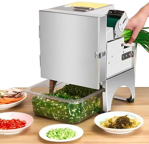 Tagliaverdure Elettrico Professionale e Affettatrice, Robot da Cucina Multifunzione, Spessore 1,3-35 Mm Regolabile, 200 kg/h, Facile da Pulire, Acciaio Inossidabile Resistente, per Case Ristoranti