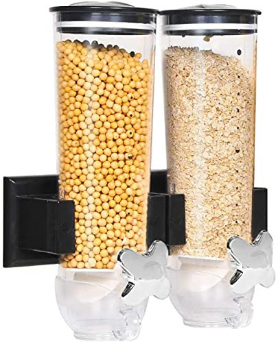 XWBLDBDFC Dispensador de cereales montado en la pared, dispensador de alimentos secos para avena, frijoles, nueces, arroz, cocina, contenedor de alimentos, 2 cilindros