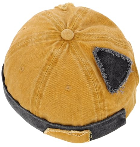 VALICLUD Cappello Pescatore Uomo Vintage in Cotone Senza Risvolto, Stile Classico retrò, Comodo e Traspirante per attività Outdoor Giallo