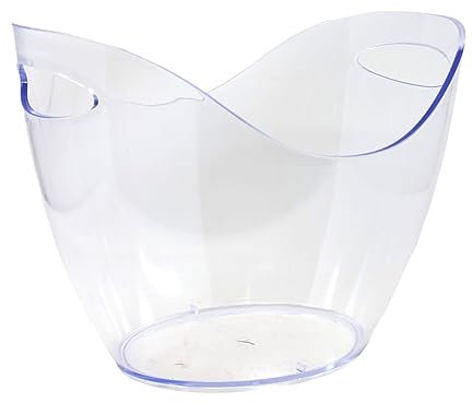UNIQUE HOME LIVING Large 7 Liter Ice Bucket, Champagne Wine Beer Drinks Cooler, Clear Plastic Beverage Tubs with Handle, Perfect for Parties, Bars, Pubs, Restaurants, BBQs and Picnics