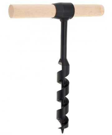 FewNvWa Handbohrer mit Holzgriff für Outdoor Aktivitäten Und Notfälle, 25x230mm