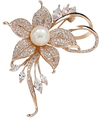 Broche magnétique en forme de fleur en perles de cristal - Tendance - Belle broche florale en strass artificiels - Convient pour les fêtes, les danses, les mariages, les banquets, les femmes et les