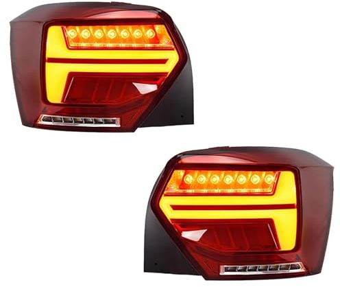 KPIRXO Auto Fanale Posteriore per VW Polo Plus 2019 2020 2021 2022 2023, Faro Posteriore LED - Luce Stop E Frecce Antinebbia, Gruppo Luci Posteriori Sostituzione