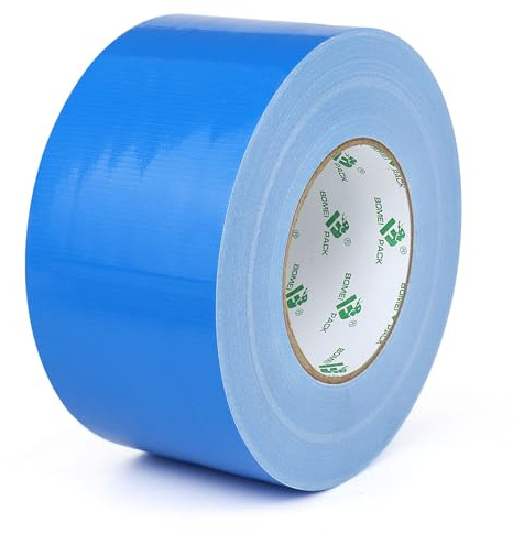 BOMEI PACK Ruban Adhésif Toilé Heavy Duty Duct Tape 75mm x 50 m pour les travaux de réparation, fixation, de scellage, d'étiquetage et de rénovation (Bleu)