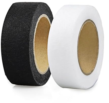 ShiningUU Wonder Web Hemming Tape 2pcs 64M Extra Strong Double Sided Wonder Web Iron on Wonderweb Hemming Tape for Clothes, Trousers & Curtains, Hem Tape Iron on, No Sew Hemming Tape (Black, White)​