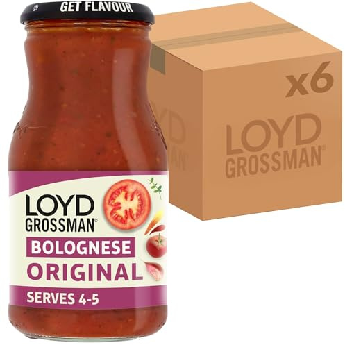 Loyd Grossman Bolognese Pasta Sauce, Tomato-Based, 660 g (6-Pack) | Authentic Italian Sauce, Rich with Garlic & Herbs, Ideal for Pasta, Versatile for Quick Meals or Special Occasions