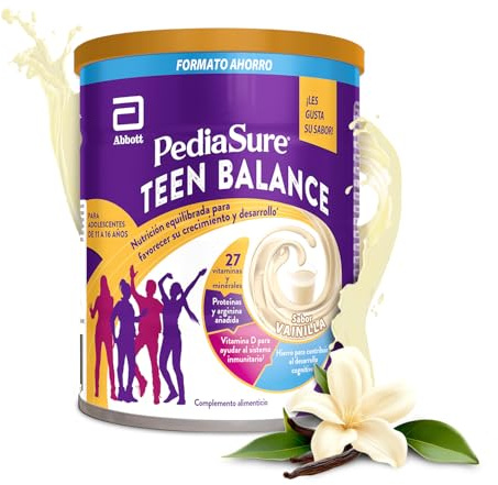 PediaSure Teen Balance Vainilla 850 g, Nutrición equilibrada Adolescentes | Complemento Alimenticio, Proteína, Vitaminas, Minerales, Inmunidad, Memoria, Calcio, Hierro, Zinc, Vitamina C, Vitamina B