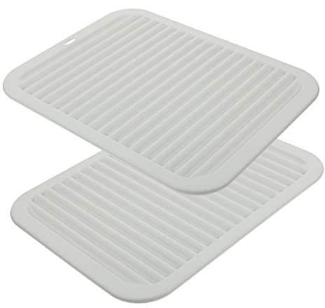 Hemobllo 2 Piezas Alfombrillas de Silicona para Ollas y Sartenes de Antideslizante Protector de Encimera para Cocinas y Escurrido de Platos Color Gris