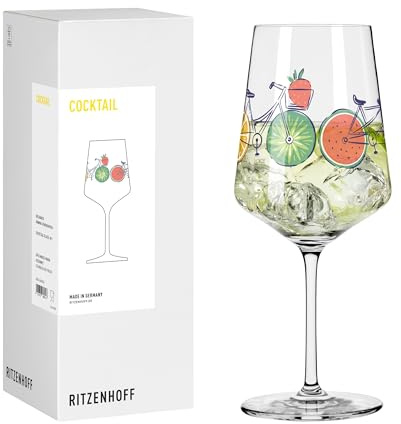 RITZENHOFF 8262001 Cocktailglas 500 ml - Serie Radsport -mit Motiv Rad und Früchte, bunt - Made in Germany
