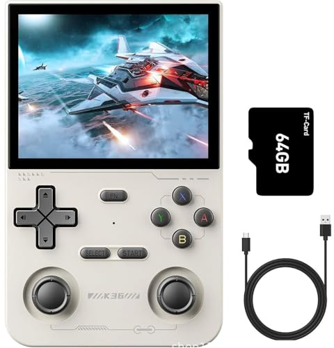 Console Di Gioco Portatile Retrò K36 64G, Classico Incorporato 16000 Giochi E 20 Emulatori, Schermo IPS Da 3,5 Pollici, Mini Console Da Gioco Classica Portatile, COTEX-A35, Doppio Joystick-White||64G