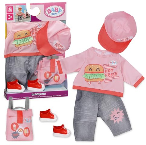 BABY born Snack Shop Outfit für 43 cm Puppen | Cap, Schuhe und Rucksack, Puppen-Outfit für 43 cm Puppen