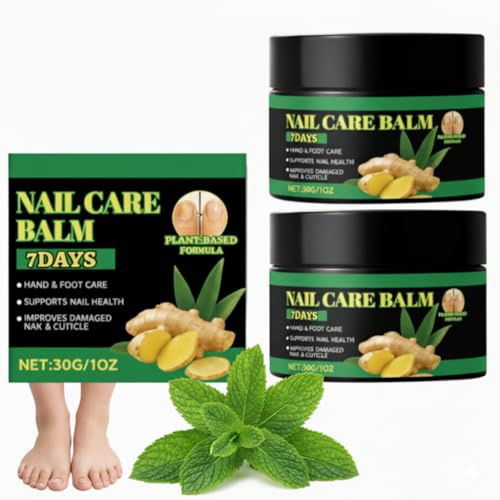 Bálsamo de jengibre para uñas 7 días, suero para el crecimiento y la reparación de uñas, bálsamo de jengibre para cutículas, crema hidratante nutritiva y fortalecedora para uñas dañadas (2PCS)