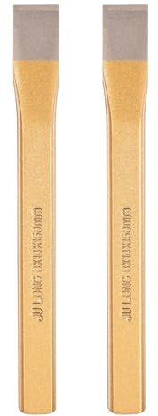 QUARKZMAN 2 Piezas 14mm Ancho Cortafrío Plano Resistente Gris Oro | 150mm Largo, Acero Aleado Alta Dureza Tratado Térmicamente, Para Cortar Remaches Hierro Acero Bronce Varillas, Cortafrío