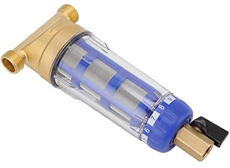FAUOSWUK Filtre à Eau de Lavage à Contre-courant avec Précision de Filtration de 99,99% pour une Utilisation dans Toute la Maison, Sédimentation Cyclonique, Conception en Cuivre Pur, 1 unité
