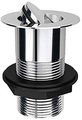 Legacy Bathrooms UK Modern Bathroom Unslotted Clicker Plug Kitchen Basin Flip Top Swivel Drain Stopper Plug G1 1/4“Click Clack Sprung Plug Sink Washbasin Pop-Up Plug without Overflow - Chrome Plated