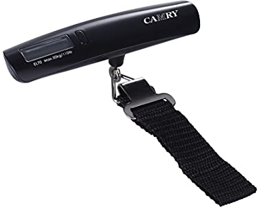 CAMRY Gepäckwaage Travel Kofferwaage Hängewaage mit LCD-Anzeige Gewichtssperre Tara-Funktion bis 110lb/50 kg Kapazität-Schwarz