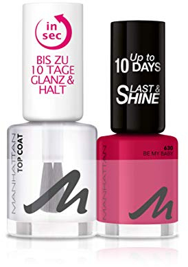 Manhattan Top Coat & Last&Shine Nail Polish 630 Be My Baby, 16 g