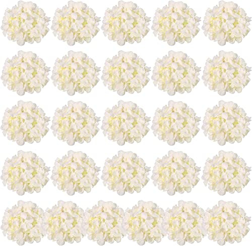 Auihiay 26 Flores Artificiales de hortensias de Seda, Flores Artificiales con Tallos para decoración del hogar, Boda, Fiesta (champán)