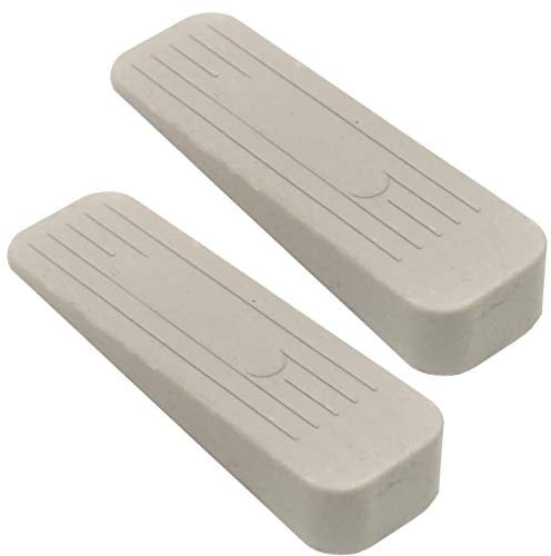 fiXte Deluxe Heavy Duty Non-Slip Rubber Door Wedge Stopper (2, Light Grey/Cream)