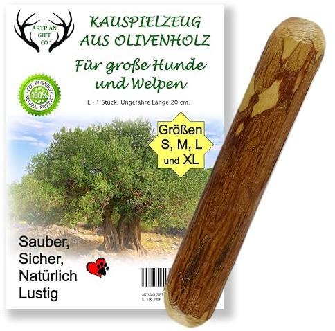 ARTISAN GIFT CO Jouet Bâton à Mâcher en Bois Olivier pour Chiens - Longueur 20 cm(L (Lot de 1))