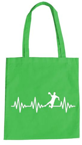 Herzschlag Handball Baumwolltasche - Ekg Handballer Handballspiel Sport Werfen Grün