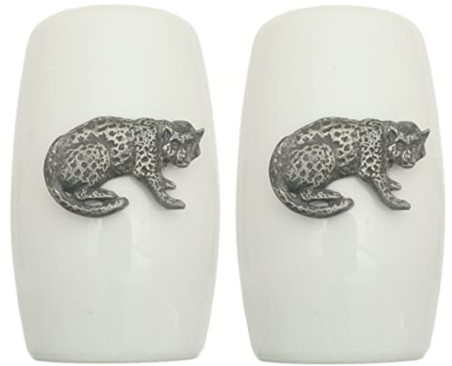 Leopard China Salt and Pepper Shakers Cruet Set Modern White CSP 218