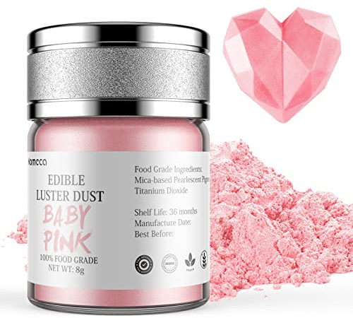 Nomeca Edible Luster Dust, 8 Grams Food Grade Shimmer Gold Cake Dust Metallic Food Coloring Powder for Cake Decorating, Baking, Fondant, Gumpaste, Chocolate, Candy, Drinks, Cookies - Pink