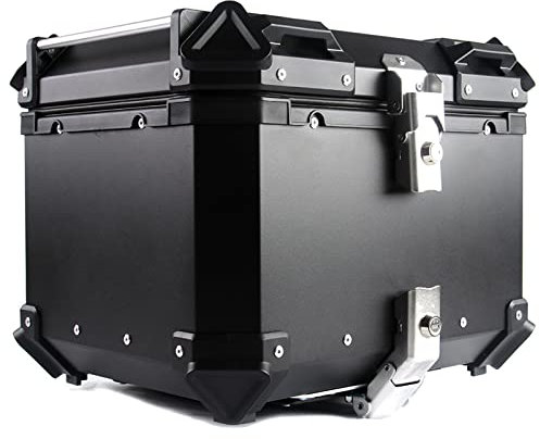 DXDRT Motorrad Top Case, Aluminium Motorrad Tour Heckkasten Kofferraum Lagerung Für Helm Gepäck, Fall wasserdichte Motorrad Top Box, Mit Dual Security Lock, Universal Motorrad Zubehör,Schwarz,55L