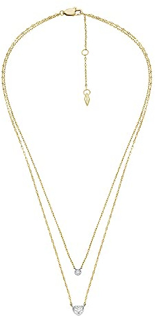 Fossil Sadie Damen-Edelstahl-Halskette mit Karabinerverschluss, Gold- und Silberton