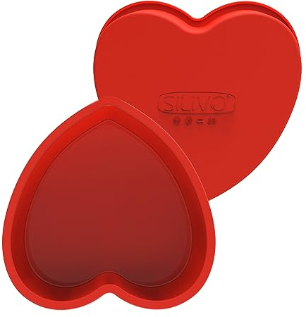 SILIVO Moldes Corazón Silicona, 2 Piezas Molde Bizcocho Corazon Silicona, Antiadherente Moldes en Forma de Corazon, 25 cm de Diámetro Moldes Reposteria Corazon -26.4 cm x 23 cm