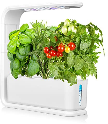 HLGKBY 3 Pods Indoor Herb Garden Kit Hydroponics Growing System, with LED Grow Light Automatic Timer Germination Kits 35cm Height Adjustable Smart Garden Planter for Home, Kitchen, Gardening white