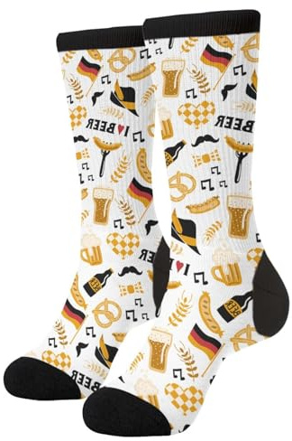 Aoojanu Traditional Beer Fest Doodle Men'S Novelty Crew Socks Casual Funny Crazy Dress Socks
