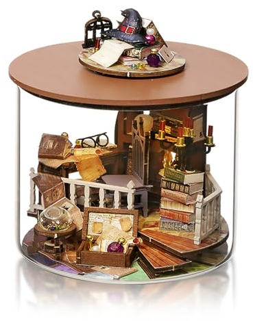 Cuteefun DIY Miniature Dolls House Kit, DIY Wooden Doll House Kit with Dust cover, Handmade Crafts for Adults, Creative Room, Gift for Birthday, Chirstmas (Magic Cabin)
