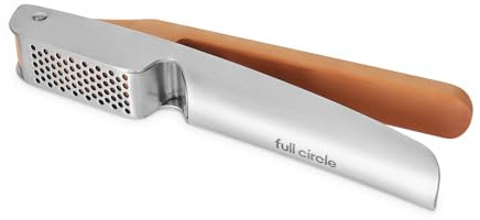 Full Circle Crushed It, Easy-Clean Stainless Steel Garlic Press: Effortless Crushing and Quick Clean-Up. Dishwasher Safe, Silver