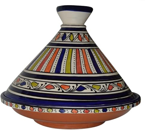 Moroccan Handmade Serving Tagine Exquisite Ceramic With Vivid colors Original large 12 inches Across