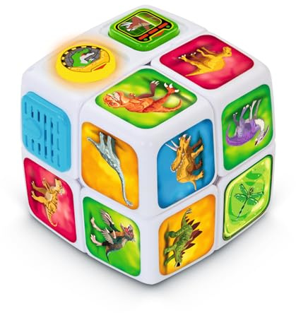 VTech - Würfel Abenteuer, Zauberwürfel, 2 x 2, interaktiv und sprechend, Puzzlespiel und Schnelligkeit, Dinosaurier, Lernspielzeug, Geschenk für Kinder von 4 bis 8 Jahren – Inhalt in Französisch