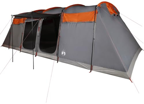 vidaXL Familjetält tunnel 8 person grå och orange vattentätt, tält, campingskydd, trädgårdsskjul, trädgårdstält, utomhusskydd, lättviktstält