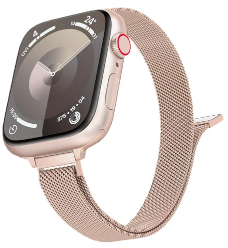 Bracelets Metal Compatible avec Bracelet Apple Watch 40mm 41mm 38mm 44mm 45mm Ultra 2 49mm 42mm 46mm,Bracelet Milanais Magnétique pour Apple Watch Serie 10 9 8 7 6 5 4 3 SE 2 1,Band iWatch Femme Homme